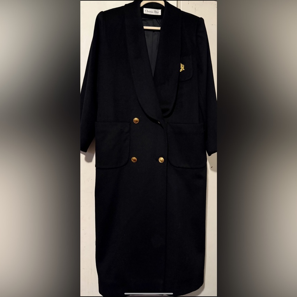 Christian Dior black wool double-breasted coat